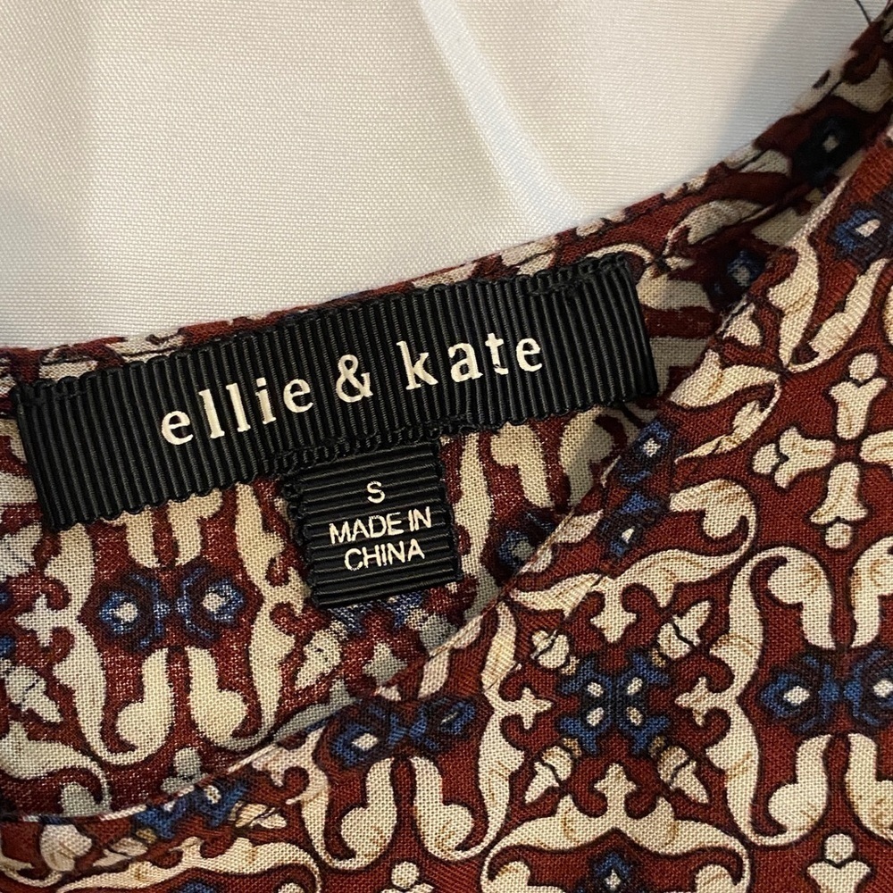 Ellie & Kate Boho Print Festival Wear Cropped Open Back Tie Blouse – Size Small - Picture 2 of 9